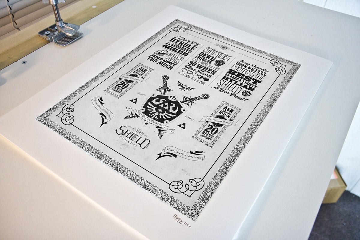 Legend of zelda hylian shield print Barrett Biggers on Etsy