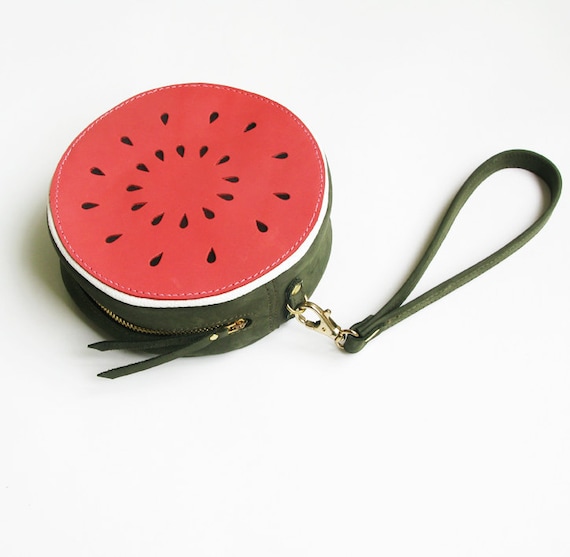 Watermelon Leather Pouch - LaLisette Watermelon Leather Pouch - LaLisette