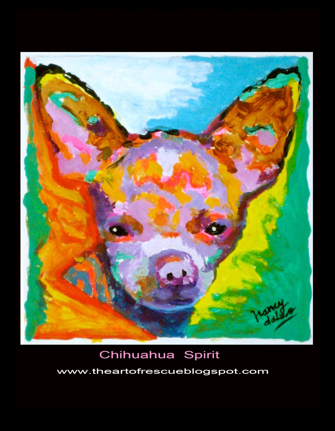 CHIHUAHUA SPIRIT original acrylic painting colorful Nancy Daleo