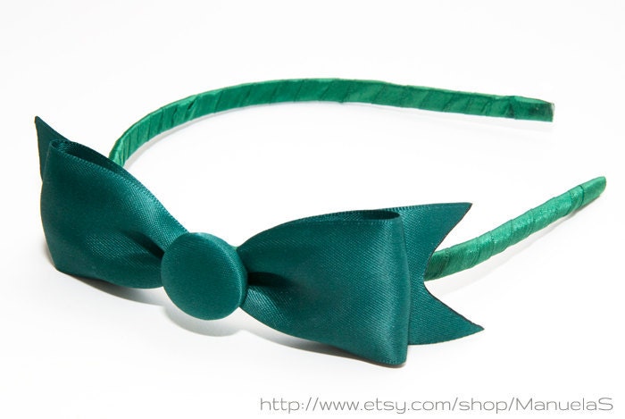 Call Me Jade - green bow hairpiece, headband