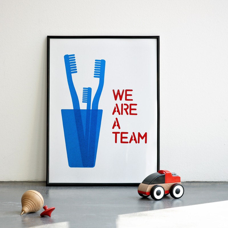 We are a team. Mother's day. Cyan Screenprint 11.7 x 16.5 (A3)