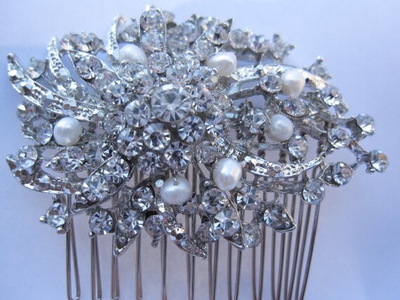 Bridal rhinestone pearl hair combwedding hair accessories bridal hair comb