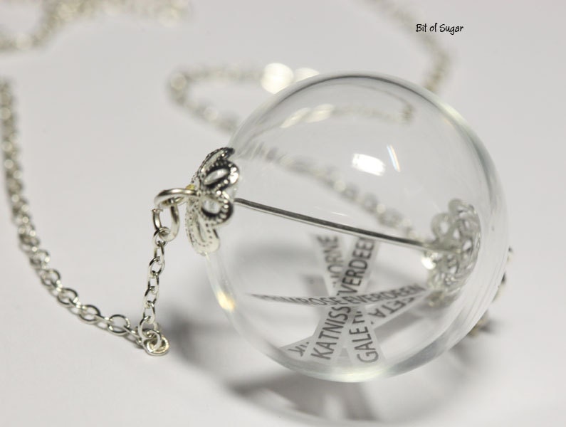 Reaping Ball Necklace Inspired by The Hunger Games Trilogy - Personalize with your Own Name - Handblown Glass Bead Katniss Everdeen Peeta