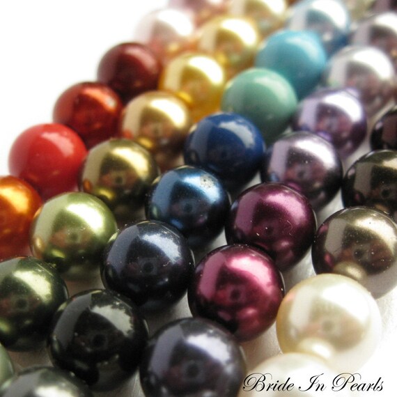 6 Bridesmaid Jewelry gift sets in sterling silver and pearl necklaces and earrings , choose your color (cream shown)