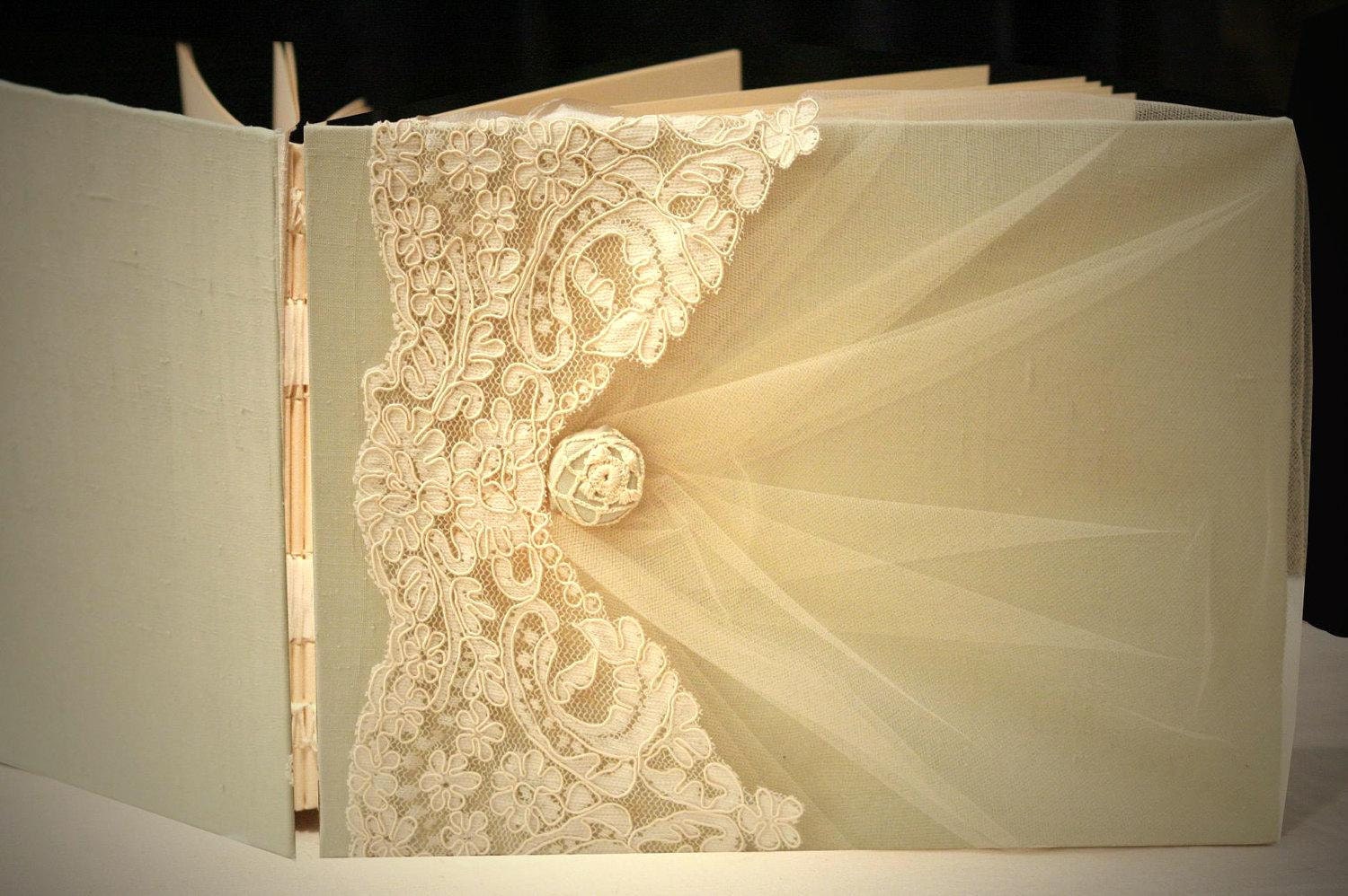 Wedding Guest Book Wedding Memory Book Photo Guestbook Alencon Lace