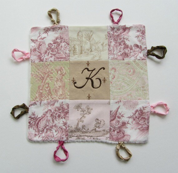 Baby Girl  Lovey Clutch with Custom Hand Embroidery by Dolce Dreams