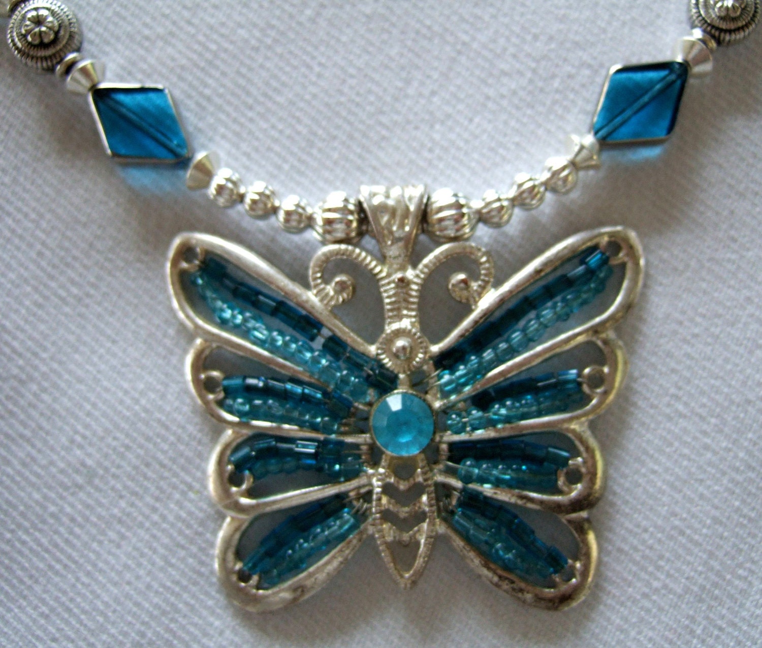 OOAK Fashion Beaded Necklace Vintage Butterfly by JewelrybyIshi OOAK Fashion Beaded Necklace Vintage Butterfly by JewelrybyIshi