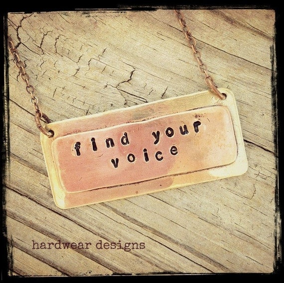 STAMPED COPPER NECKLACE - Handmade - One of a Kind - Ready to Ship - Copper and Brass with Copper Chain - Find Your Voice