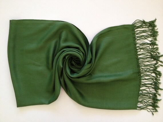 Olive Pashmina, Pashmina, Scarf, Shawl, Wrap, Fashion Scarves, Green Pashmina Scarf