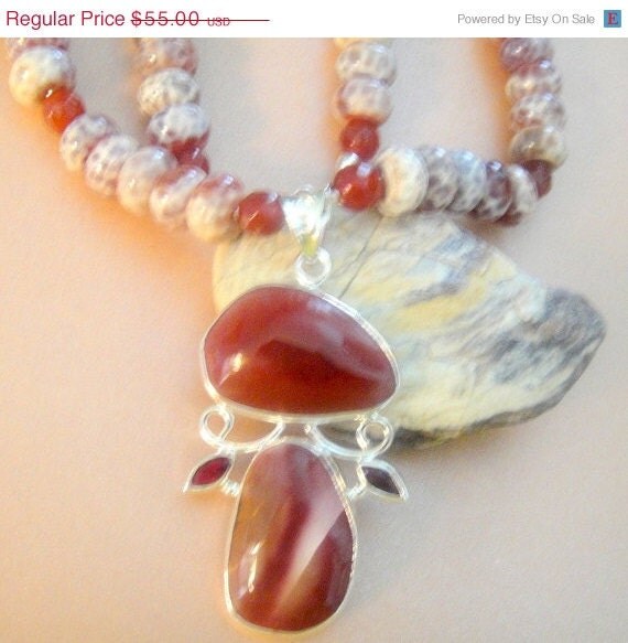 MothersDaySale For the Love of the Dark    (Agate, Mookate, Carnelian Necklace)