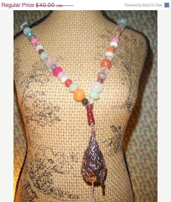MothersDaySale For the Love of Birds                  ( Amazonite, Ruby, Carnelian  and Bird Nest Necklace)