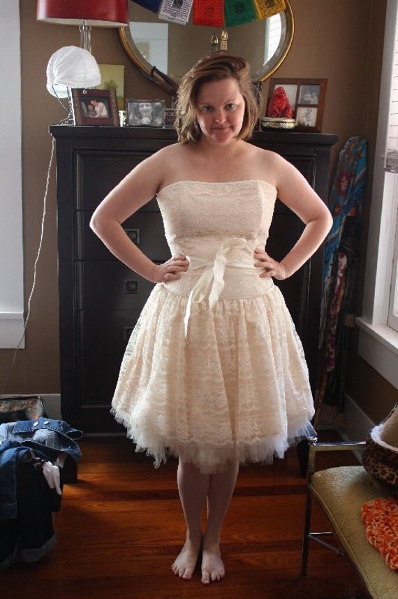 Gunne Sax Lace Cupcake Dress Sz 13 14 Prom Wedding From Recy