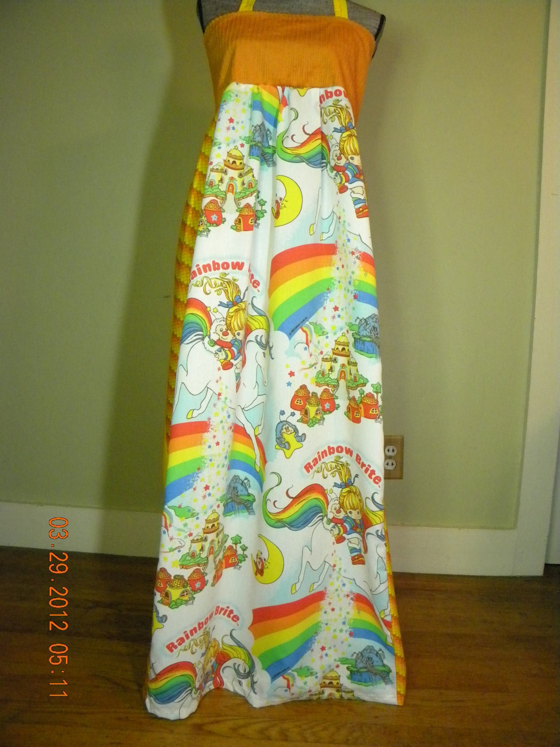 Vintage Rainbow Brite Orange Hippie Dress