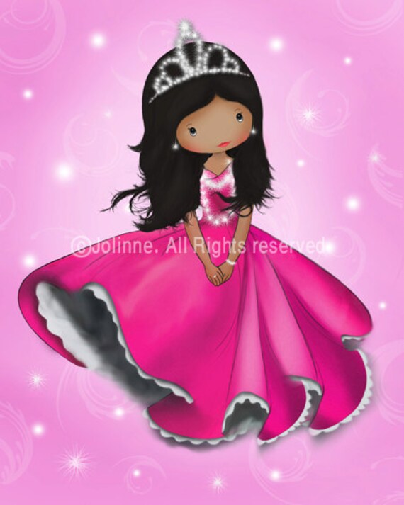 Dark skin girls wall art prints set , African american children room decor, princess, ballerina, books, nursery art prints