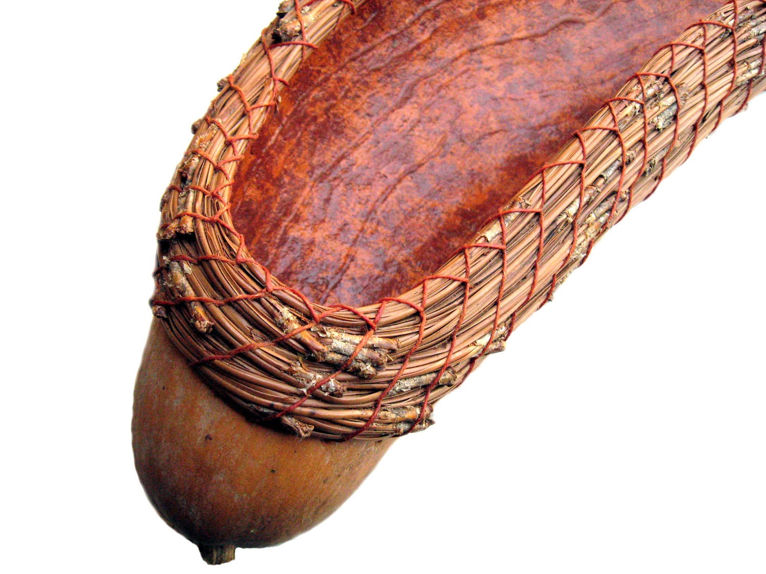 French Bread Basket Coiled Gourd Natural Brown Terracotta Earth Tones Unusual Practical