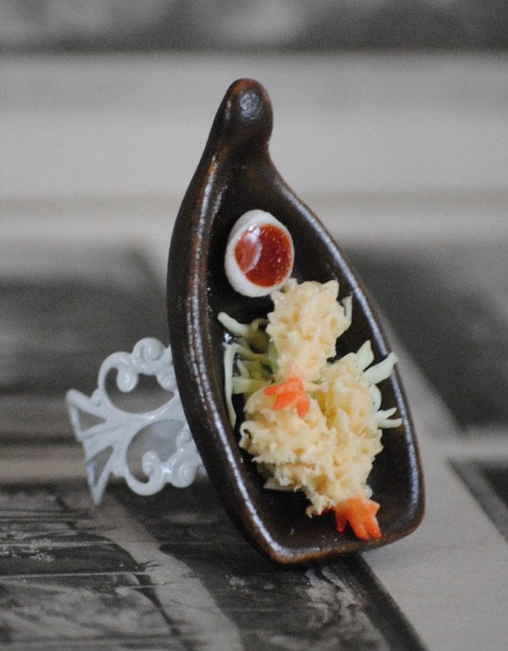 Tempura Ring Shrimp Sushi Boat diorama adjustable ring