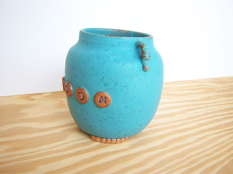 Turquoise Stoneware Planter Pot - Bloom