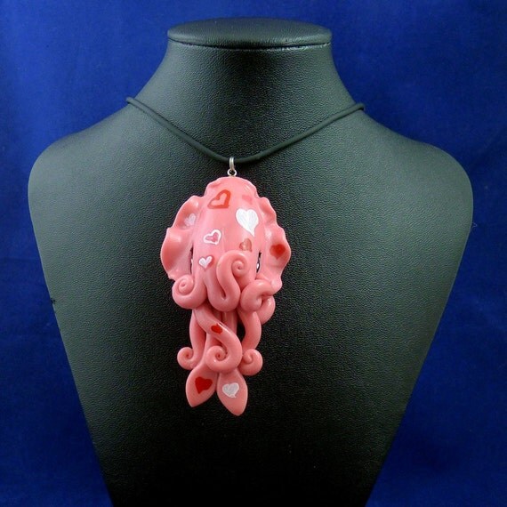 Cuttlefish Love Necklace - Handmade Polymer Clay Kawaii Jewelry