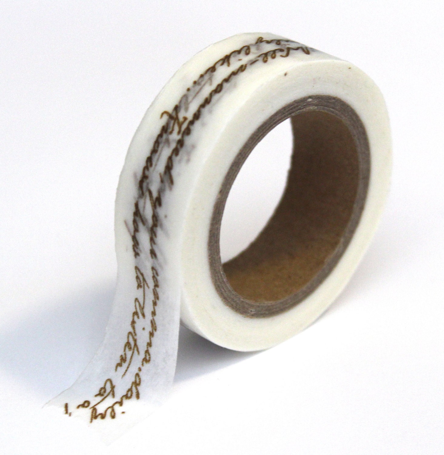 Japanese Washi Tape - Brown Cursive Script - 15mmx10m - TP47