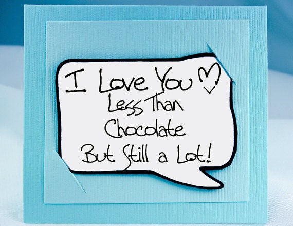 Chocolate Card - Aqua Love You Card and Magnet Quote