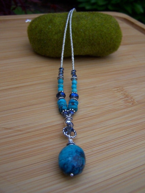 Turquoise Nugget Drop Necklace Preview 4