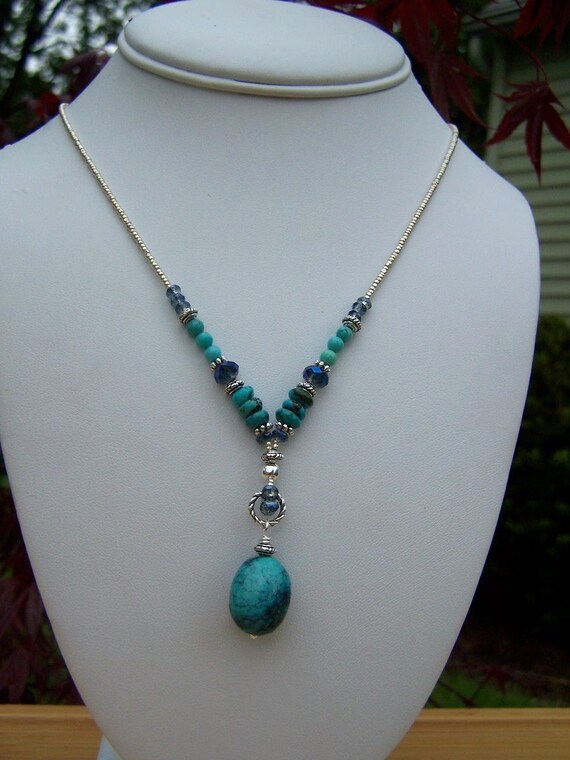 Turquoise Nugget Drop Necklace Preview 2