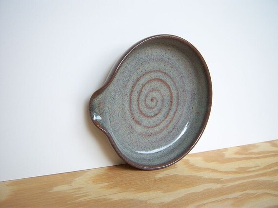 Stoneware Spoon Rest in Fog Glaze
