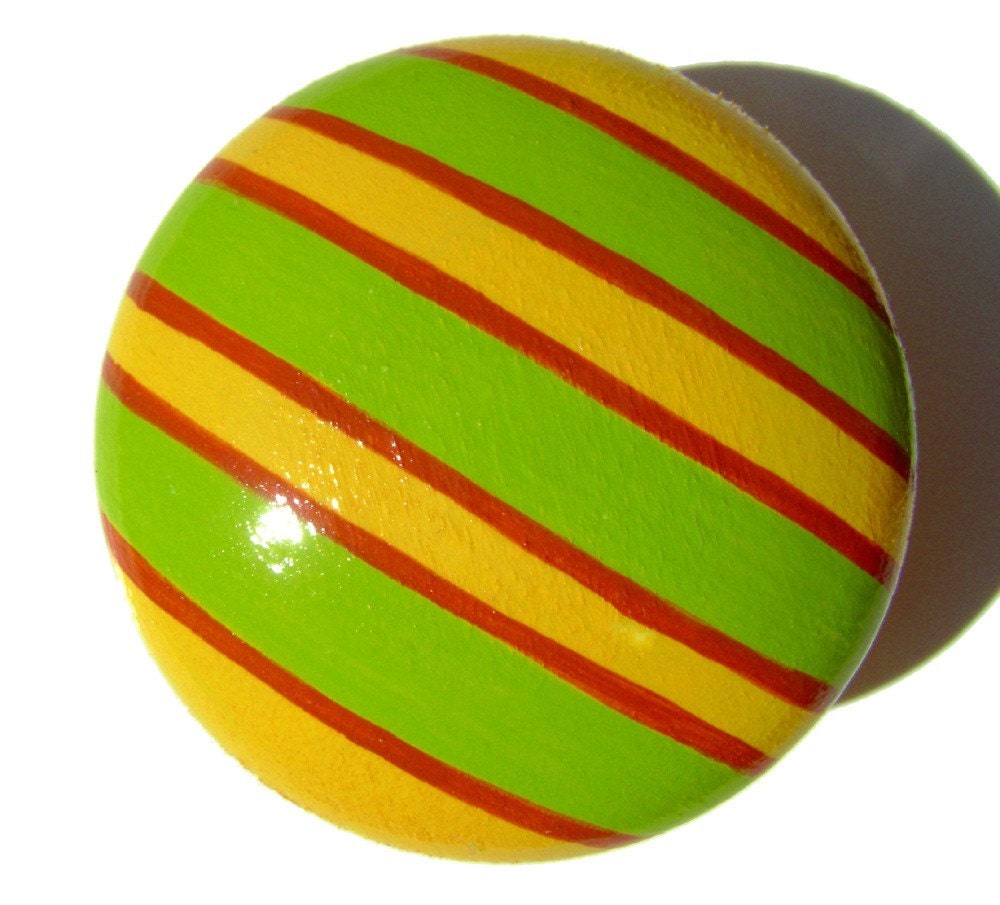 Hand Painted Drawer Knob: Stripy Stripes