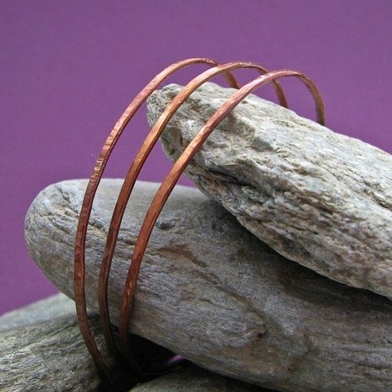 Fire Pure Copper Textured Bangles Trio Set of three Made To Order SRAJD