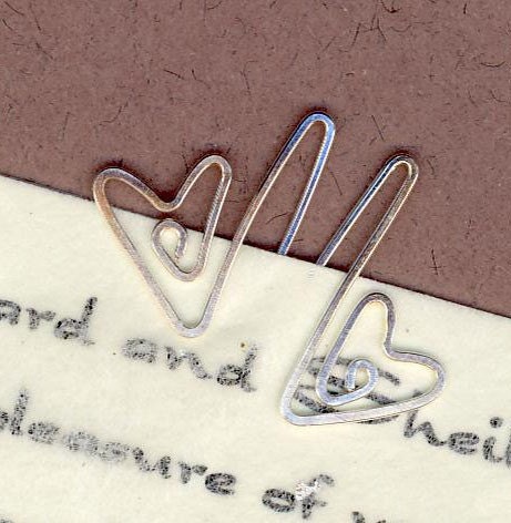 Set of 6 Silver Plated Double Hearts Wedding Invitation Clips From IvyLeaf
