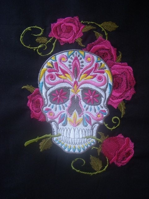 Sugar Skull Tattoo Inspired Embroidered Ring Sling With Matching 480x640px