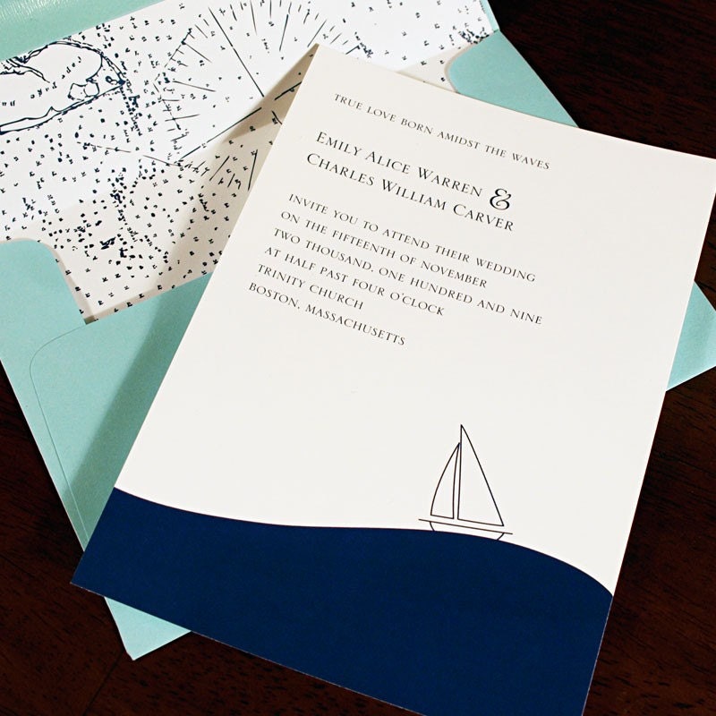 Sample Wedding Invitation Set Nautical Simplicity From pasaiipaperie