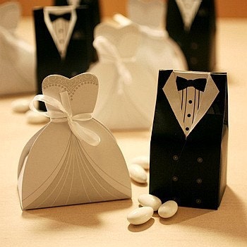 100 Bride's Dress and Groom's Tux Wedding Favor Boxes