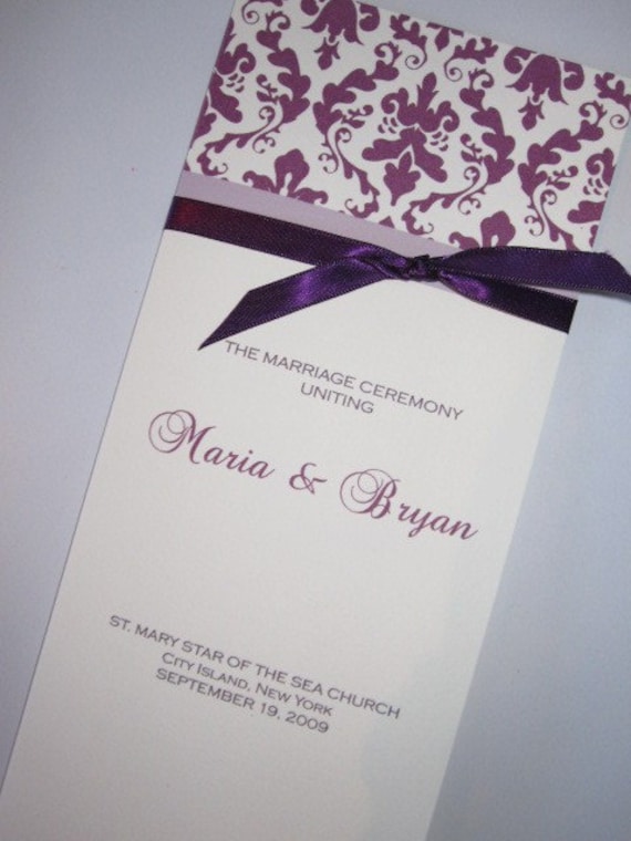Purple Damask Wedding Program From KLSdesigns damask and purple wedding