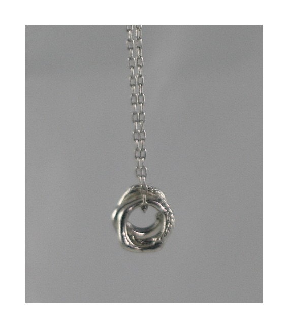 Silver Textured Three Ring Necklace