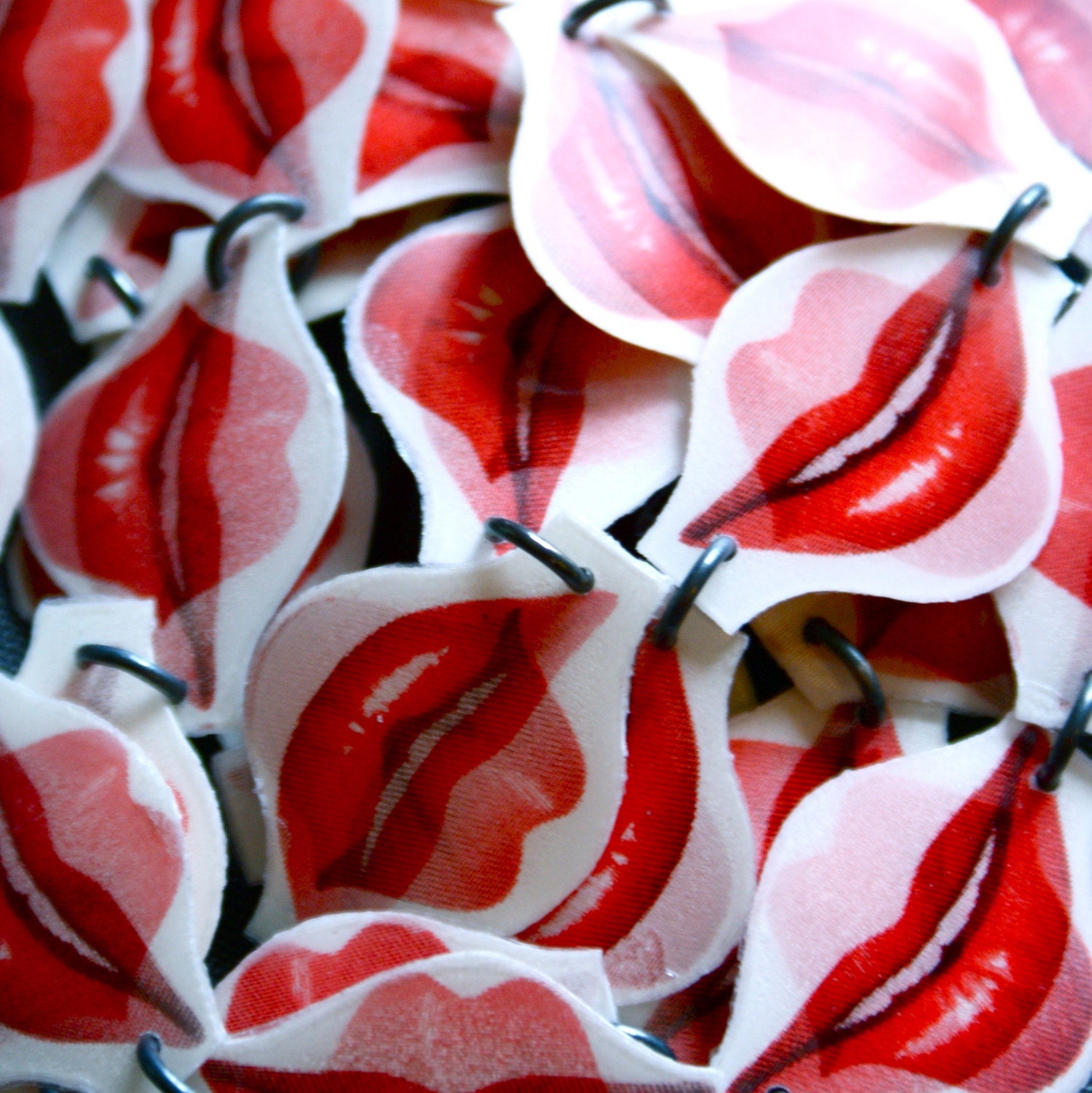 SWAK. Flirty Moving Lips Lenticular Images with Sterling Silver. Necklace.