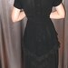 HOLIDAY SALE Vintage 1940's Black Rayon Lace Illusion Double Peplum Dress L