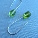 mini modern silver earrings- olivine green teardrop