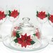 Beautiful Red Poinsettia Hand Painted Cheese Dome Plate Server
