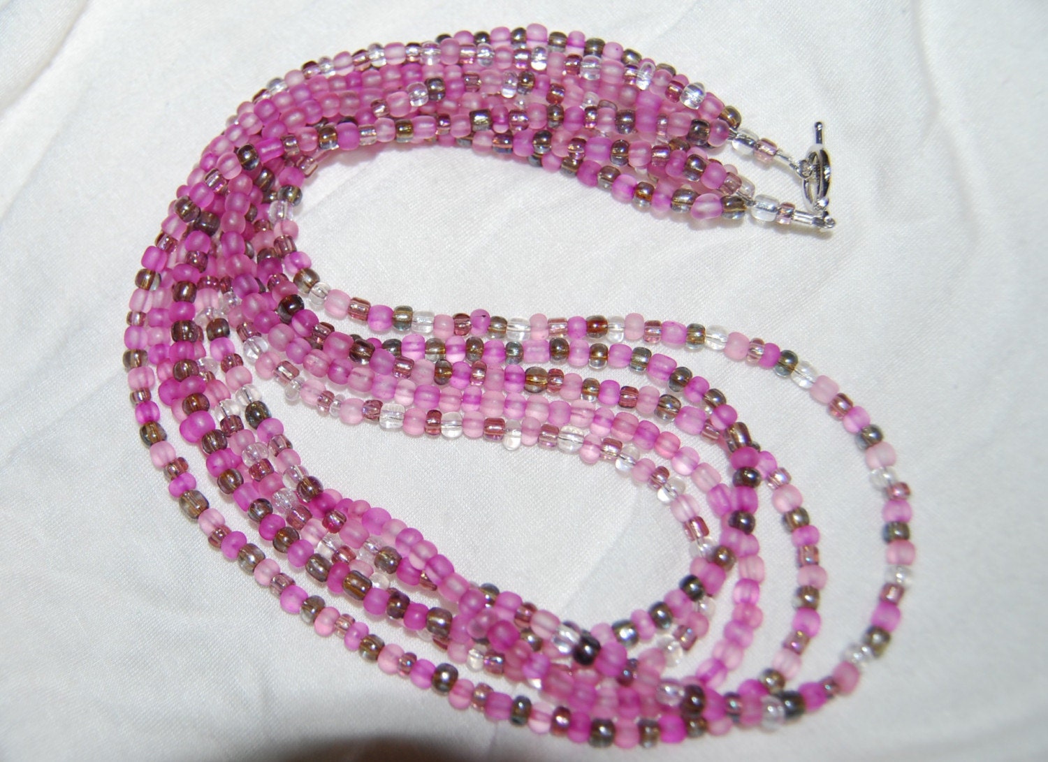 Mixed Amethyst Seed Bead Bracelet on Memory Wire
