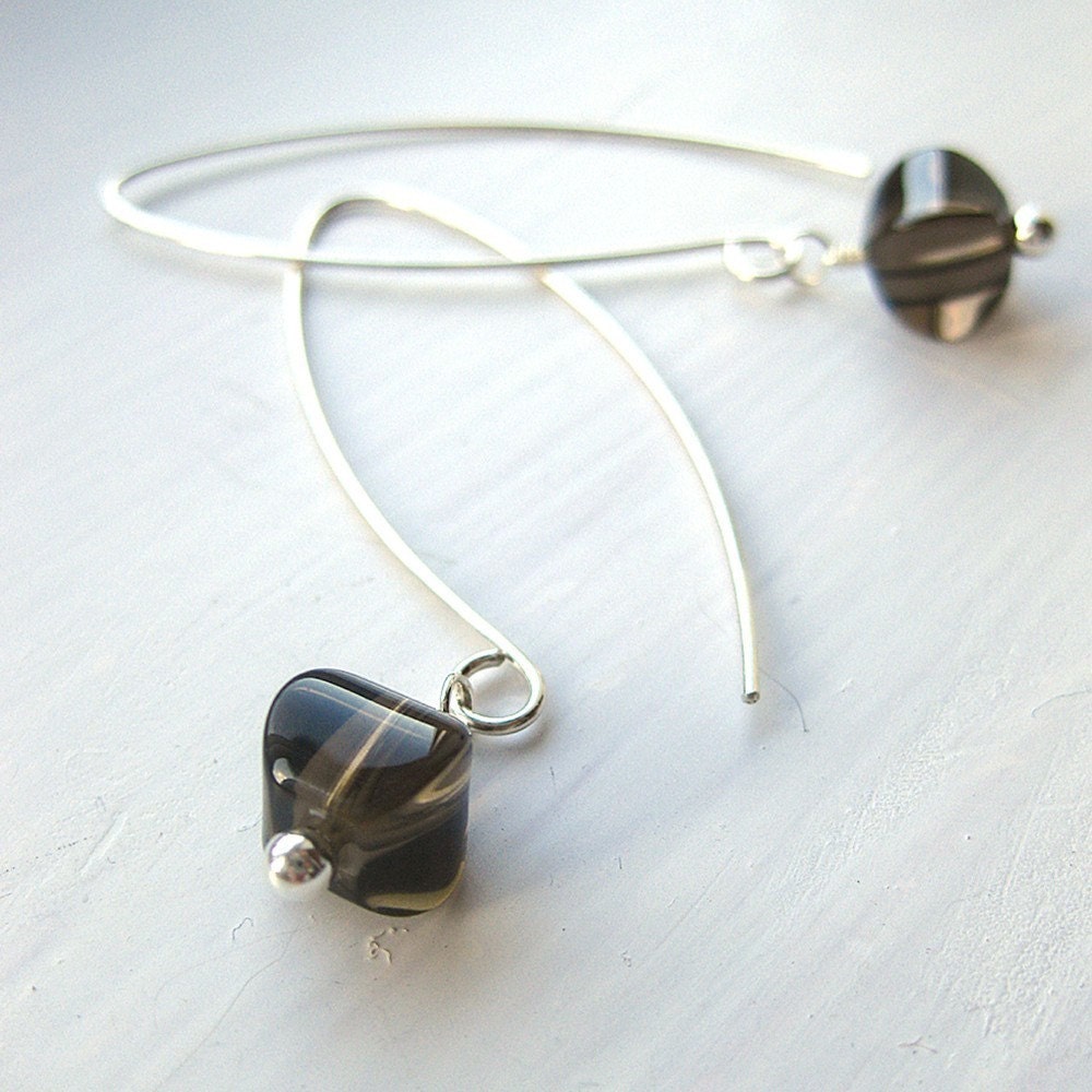 Charleston Earrings. Smoky Quartz and Silver