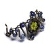 Steampunk Jewelry - Bracelet - Blue Czech Glass Button with yellow center and Blueberry Quartz beads - Limited availability