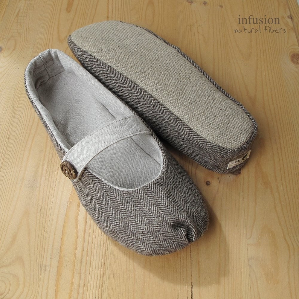 Eco Toes in Herringbone Wool. LAST PAIR. 5-5.5