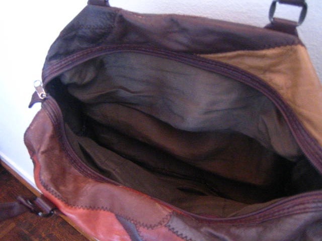faux leather patchwork slouch bag