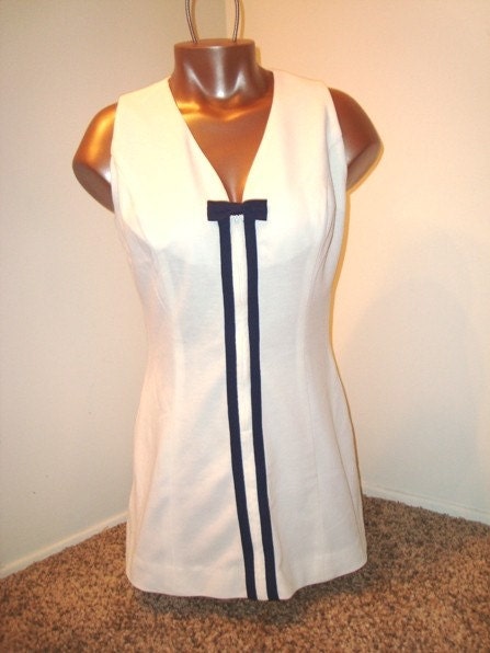TENNIS ANYONE...Santa Barbara WHITE SPORTY VTG 70s CHRIS EVERETT Ultra MINI DRESS mathcing panty xo