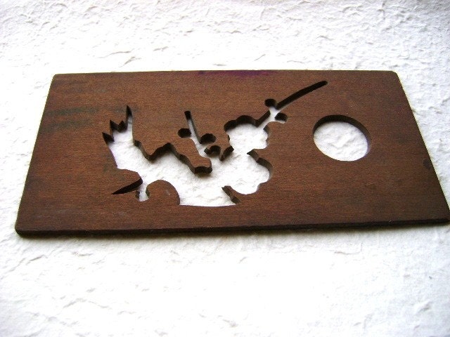 Vintage Japanese Wood Kashigata Stencil - Plum Blossoms And Tree -