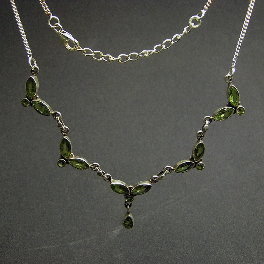 Artisan Handmade 925 Sterlig Silver Gemstone Peridot Unique Wedding Bridal Bridesmaid, Wedding Anniversary Green Jewelry Necklace