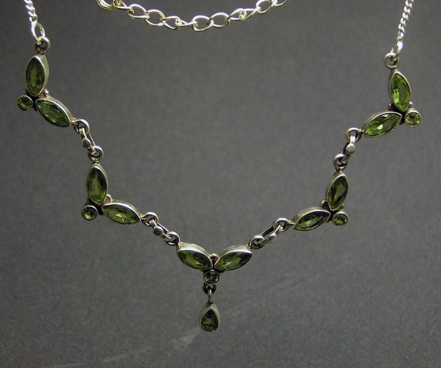 Artisan Handmade 925 Sterlig Silver Gemstone Peridot Unique Wedding Bridal Bridesmaid, Wedding Anniversary Green Jewelry Necklace