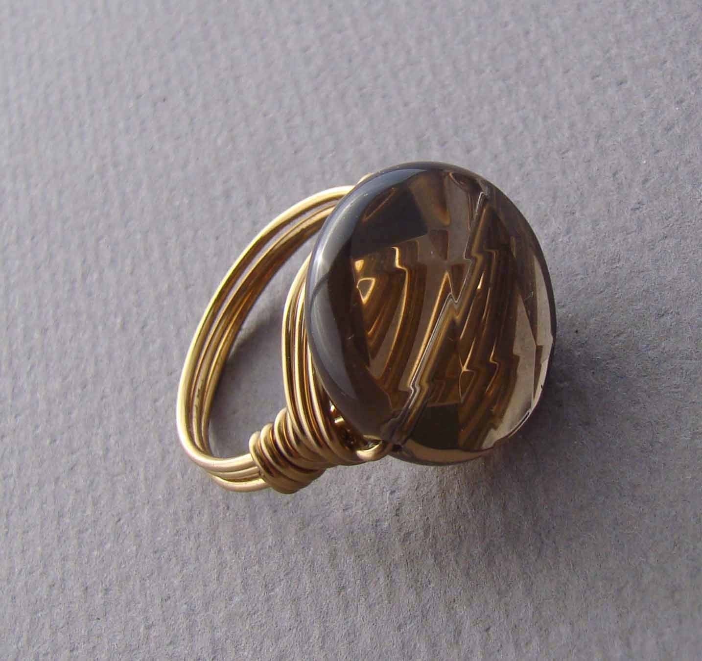 Up in Smoke Ring  Gold Wire Wrapped  Smokey  by LaDeeDaJewelry from etsy.com