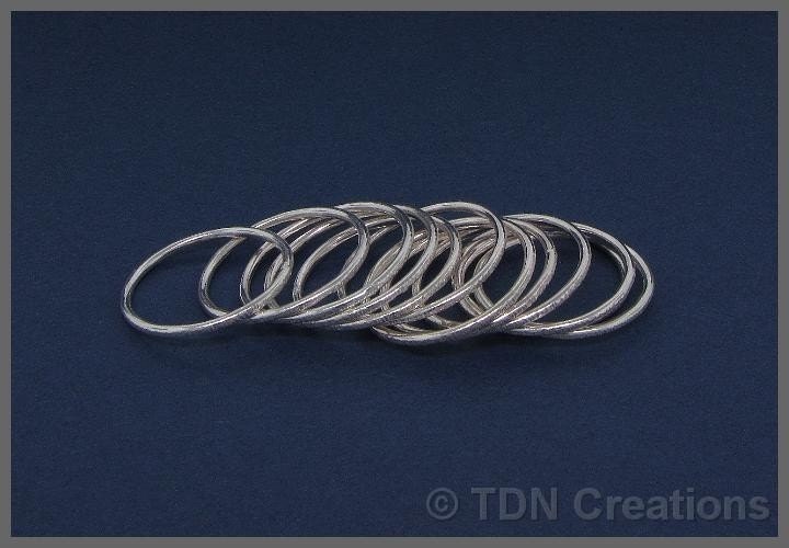 Slim stackable hammered sterling silver ring